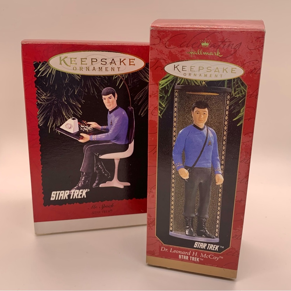 Vintage Star Trek Hallmark Keepsake Ornaments Mr. Spock & Dr. Leonard H. McCoy